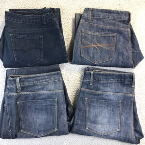 Lot Of 4 Womens Denim Jeans, Capris Size 14-16 Straight Leg Faded Glory, Sonoma